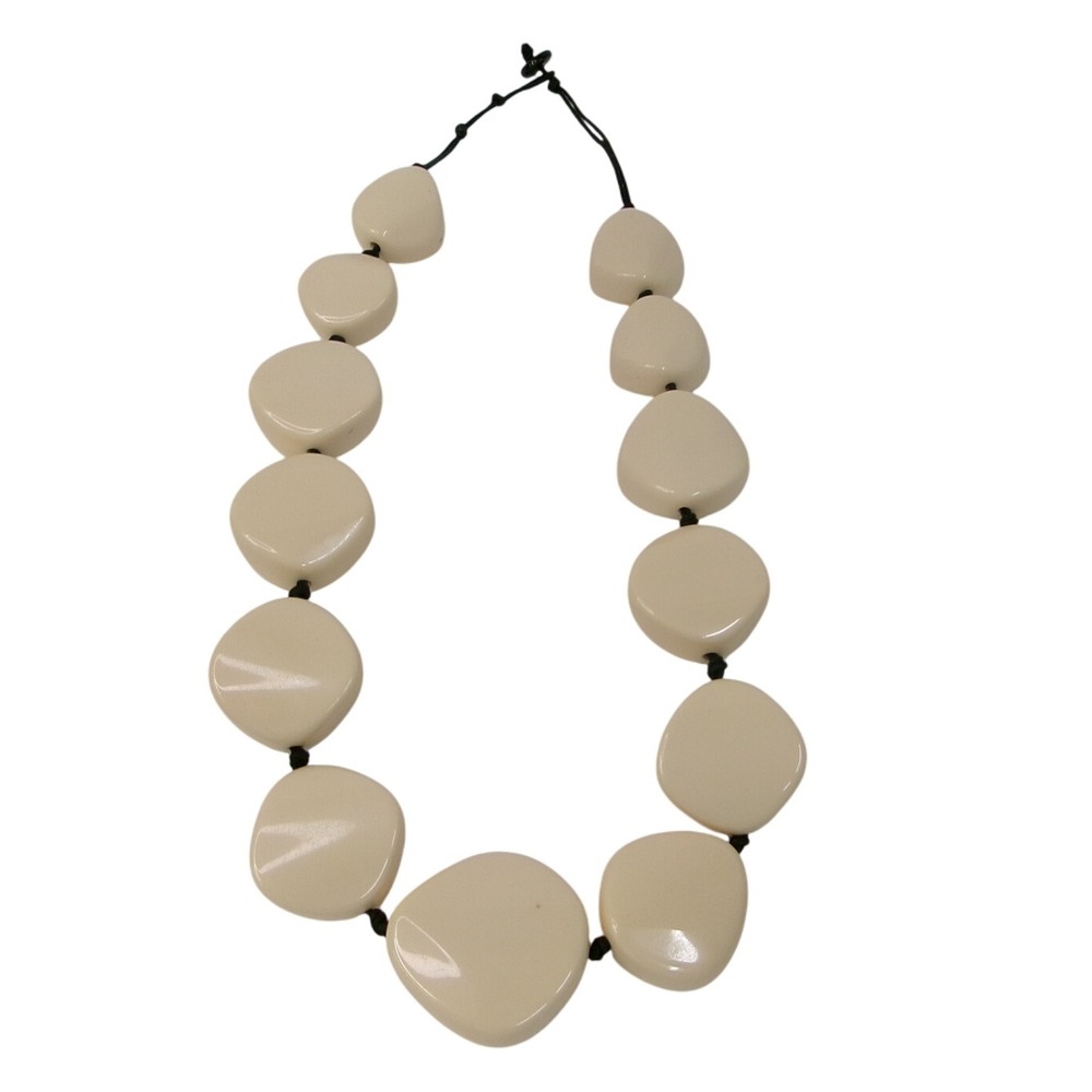 Vintage Angela Caputi Cream Resin Chunky Beaded Necklace